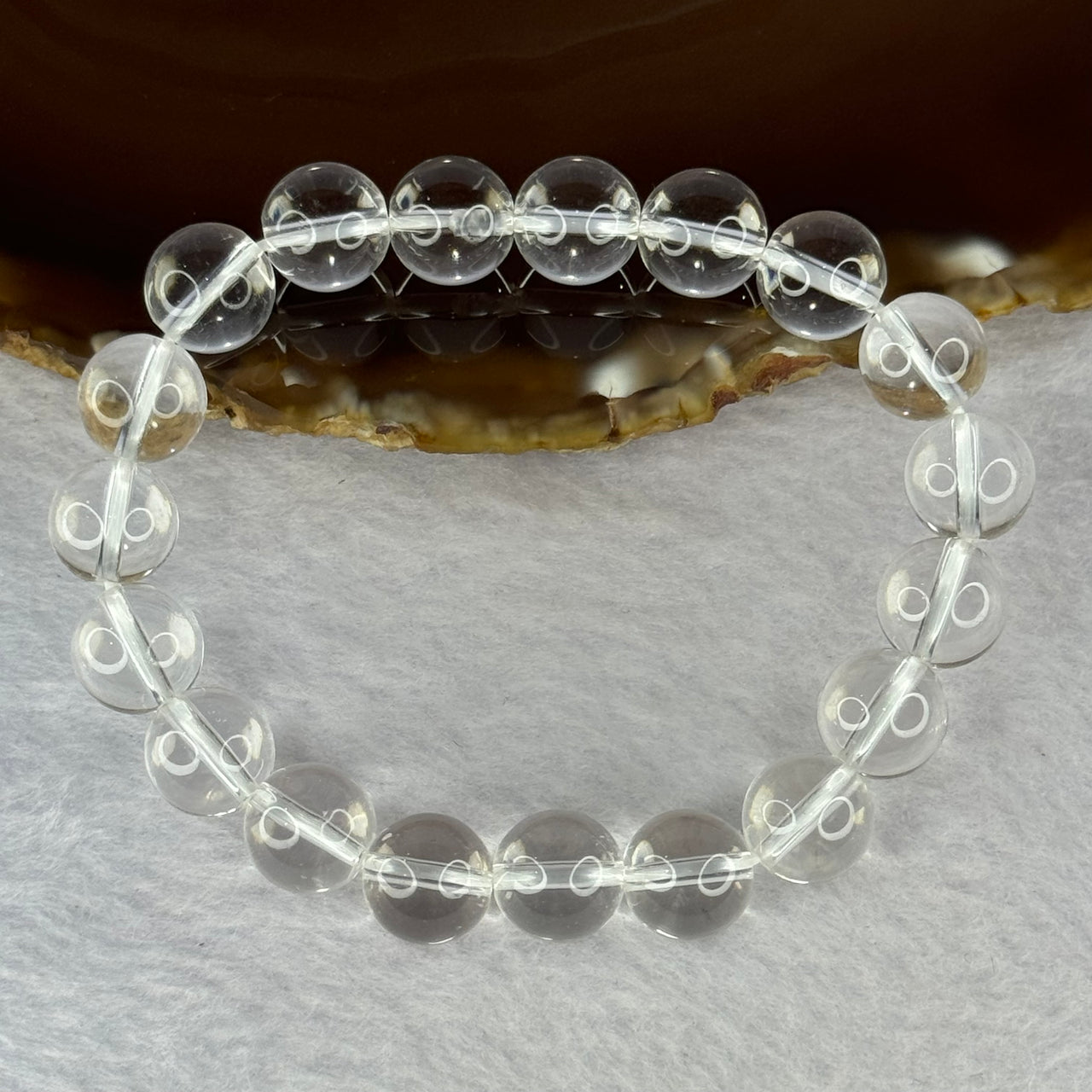 Natural Clear Quartz Bracelet 天然白水晶手链 30.51g 17cm 10.6mm 19 Beads - Huangs Jadeite and Jewelry Pte Ltd