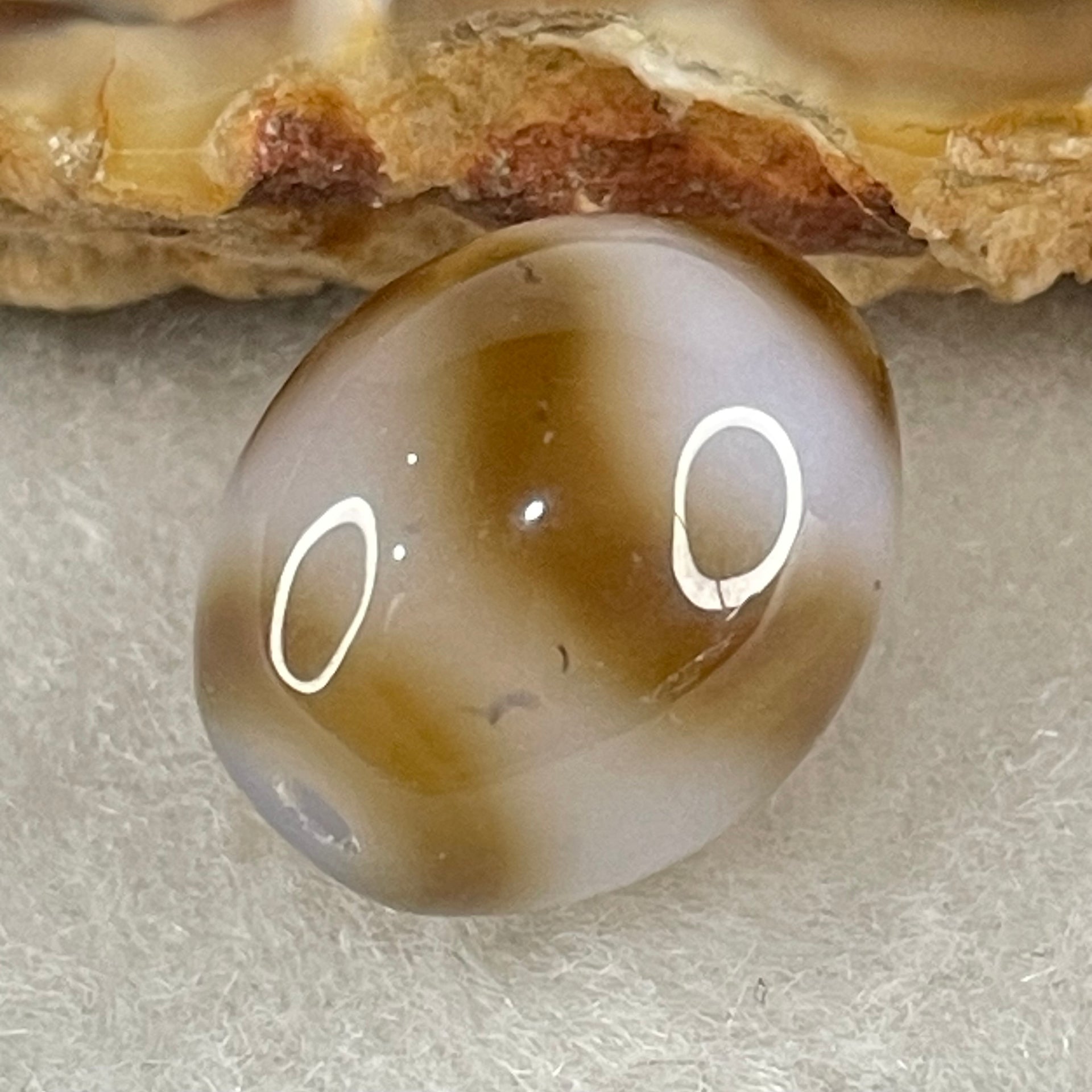 Natural Powerful Tibetan Old Oily Agate Tiger Tooth Daluo Dzi Bead Heavenly Master (Tian Zhu) 2.84g 14.5 by 12.0mm - Huangs Jadeite and Jewelry Pte Ltd