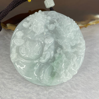 Type A Green Lavender Jadeite Cai Shen Ye God of Fortune with Dragon 财神爷龙 80.02g 56.1 by 55.9 by 12.6mm - Huangs Jadeite and Jewelry Pte Ltd