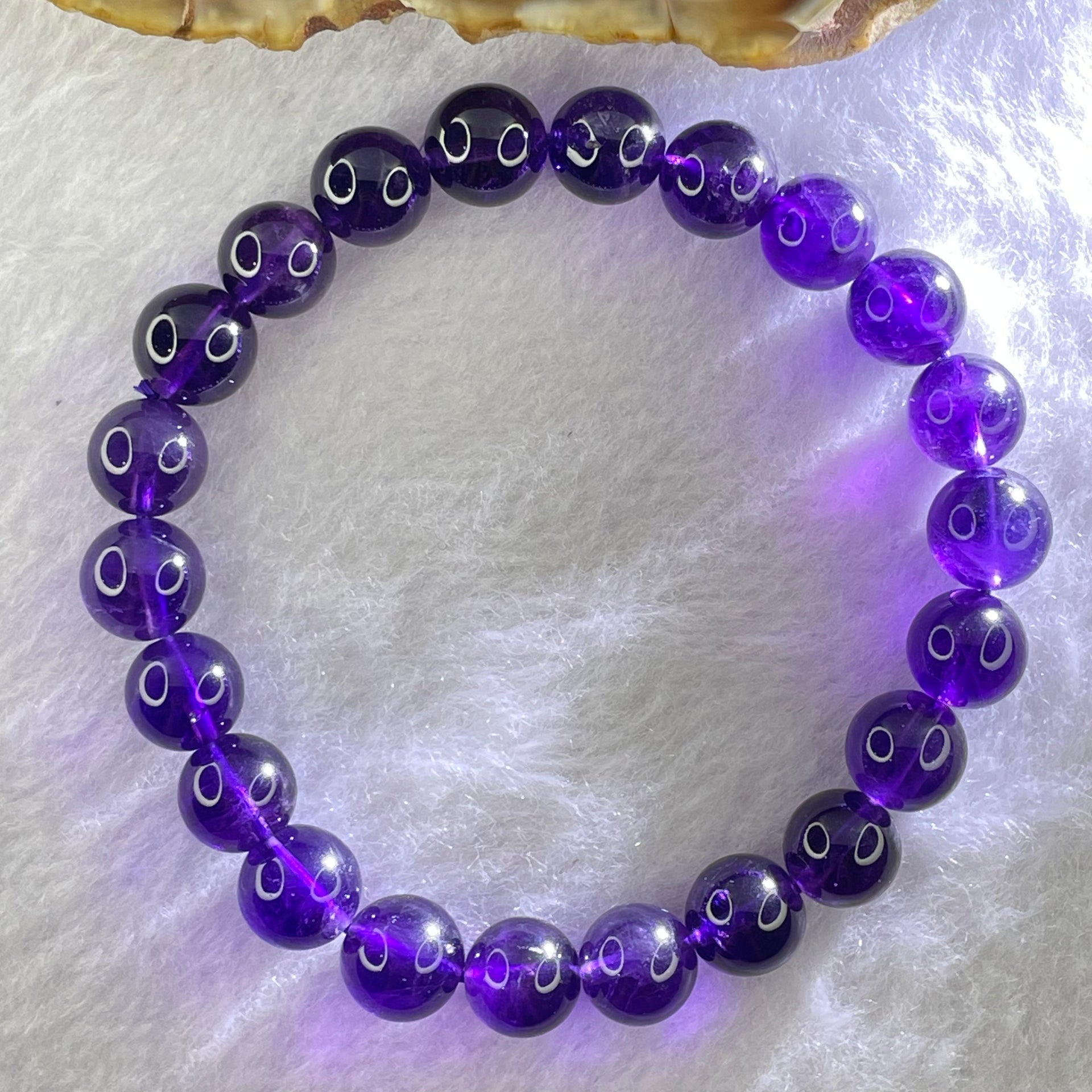 Good Grade Natural Amethyst Bracelet 23.36g 16.5cm 9.5mm 22 Beads - Huangs Jadeite and Jewelry Pte Ltd
