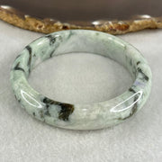 Type A Light Green with Green piao Hua Floral Jadeite Bangle 56.08g Inner Diameter 55.1mm 13.9 by 8.9mm (Internal Line) - Huangs Jadeite and Jewelry Pte Ltd