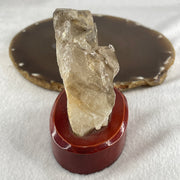 Natural Smoky Quartz Rough Irregular Shape Display in Wooden Stand 209.9g 72.0 by 52.4 by 85.7mm - Huangs Jadeite and Jewelry Pte Ltd