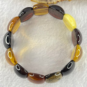 Natural Mixed Color Amber Bracelet 天然多宝琥珀手链 25.74g 18cm 25.2 by 16.4 by 7.5mm 13pcs - Huangs Jadeite and Jewelry Pte Ltd