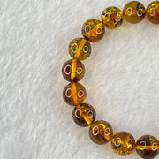 Natural Brownish Yellow Flower Amber Beads Bracelet 12.85g 17.5cm 10.8mm 19 Beads - Huangs Jadeite and Jewelry Pte Ltd