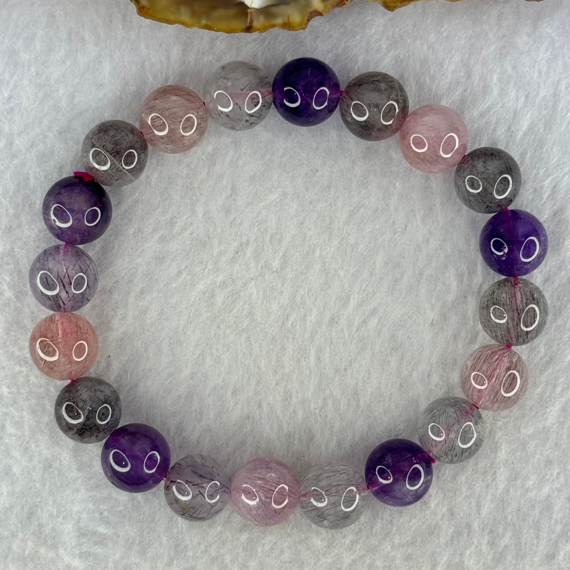 Natural Super 7 Beads Bracelet 30.16g 17.5cm 10.4mm 20 Beads - Huangs Jadeite and Jewelry Pte Ltd