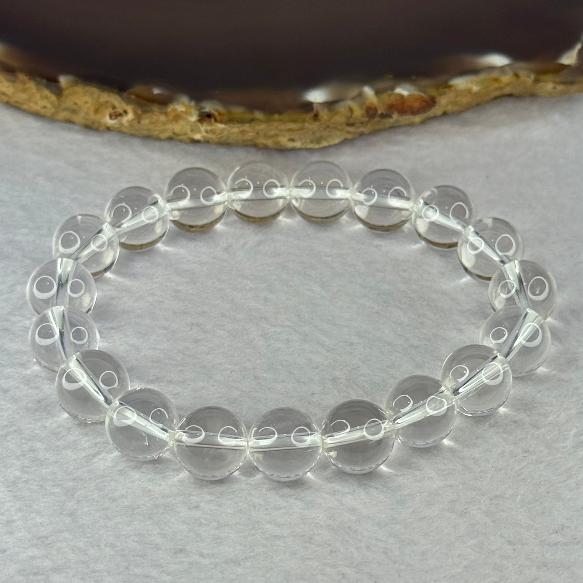 Natural Clear Quartz Bracelet 天然白水晶手链 30.43g 17cm 10.6mm 19 Beads - Huangs Jadeite and Jewelry Pte Ltd