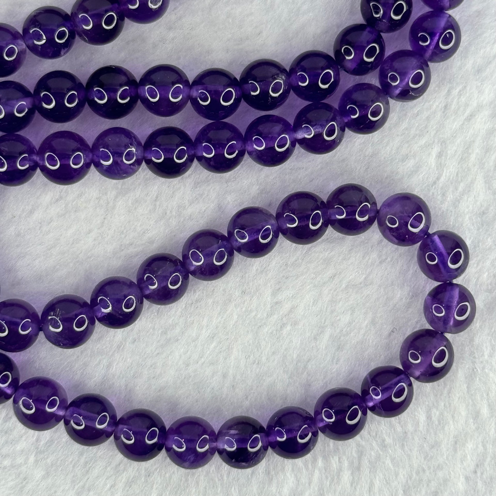 Good Grade Natural Amethyst Necklace 46.64g 53cm 7.8mm 75 Beads - Huangs Jadeite and Jewelry Pte Ltd