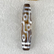 Natural Powerful Tibetan Old Oily Agate Zha Ji La Mu Female Cai Shen Carvings on 9 Eyes Dzi Bead Heavenly Master (Tian Zhu) 九眼扎基拉姆女财神天珠 14.46g 58.4 by 13.0mm - Huangs Jadeite and Jewelry Pte Ltd