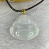 18K Yellow Gold Type A Faint Lavender Green Jadeite Milo Buddha with String Necklace 5.26g 21.2 by 23.9 by 5.9mm - Huangs Jadeite and Jewelry Pte Ltd