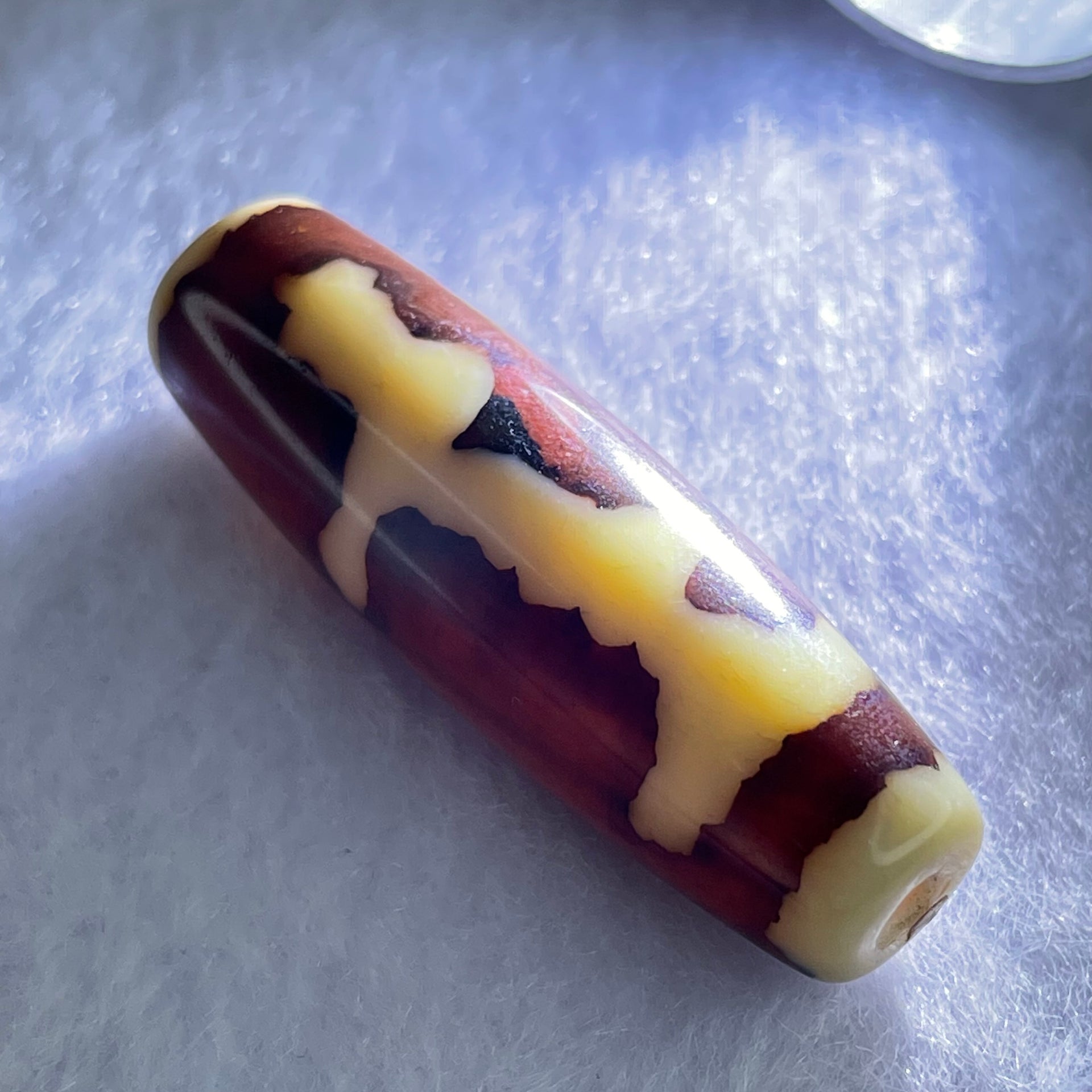 Natural Powerful Tibetan Old Oily Agate Guan Yin Dzi Bead Heavenly Master (Tian Zhu) 观音天珠 8.51g 37.7 by 11.9mm - Huangs Jadeite and Jewelry Pte Ltd