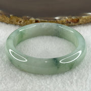 Type A Natural Jelly Light Green with Blueish Green Flora Piao Hua Jadeite Bangle 44.63g Inner Diameter 50.7mm 12.3 by 8.3mm (Internal Lines) - Huangs Jadeite and Jewelry Pte Ltd
