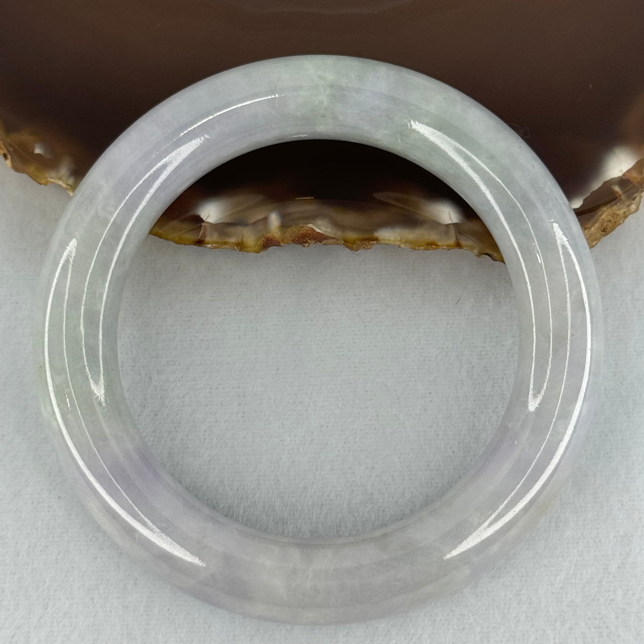 Type A Light Lavender with Light Green Parches Jadeite Bangle Internal Diameter 54.5mm 81.60g 13.0 by 11.8mm (Very Slight Internal Lines) - Huangs Jadeite and Jewelry Pte Ltd