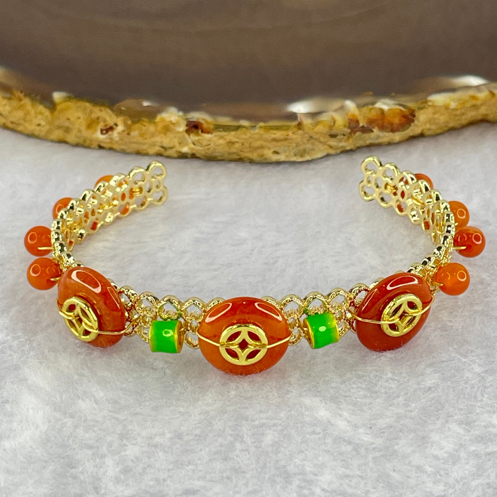 Type A Red Jadeite Ping An Kou Donut and Beads 13.22g 12.9 by 4.0mm 3pcs 5.0mm 8 Beads - Huangs Jadeite and Jewelry Pte Ltd