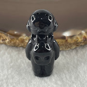 Type A Opaque Black Omphacite Boy Pendant Charm 11.99g 34.6 by 16.8 by 15.7mm - Huangs Jadeite and Jewelry Pte Ltd