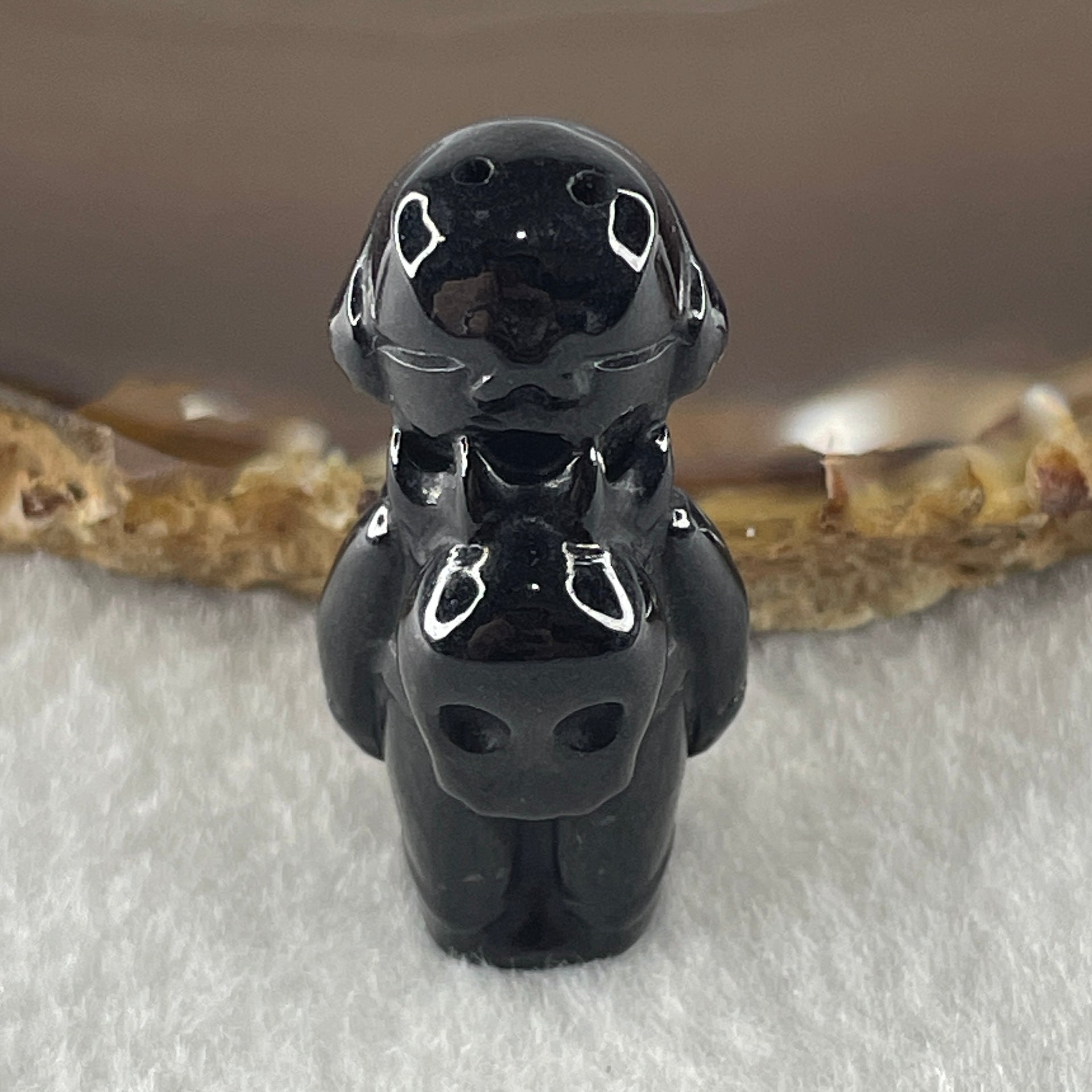Type A Opaque Black Omphacite Boy Pendant Charm 11.99g 34.6 by 16.8 by 15.7mm - Huangs Jadeite and Jewelry Pte Ltd