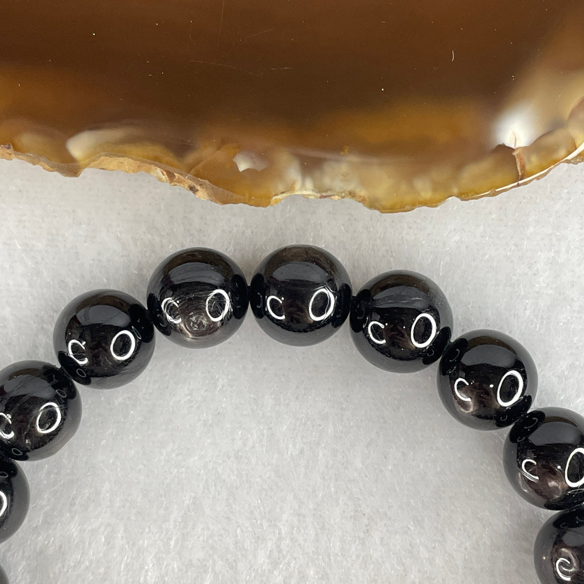 Certified Good Grade Natural Black Hypersthene Enstatite Beads Bracelet | 15.5cm Strand of 19 Matched 10.4mm Beads (34.64g | Metallic Silver Schiller Sheen | "Velvet Labradorite" Shielding & Laser Focus)