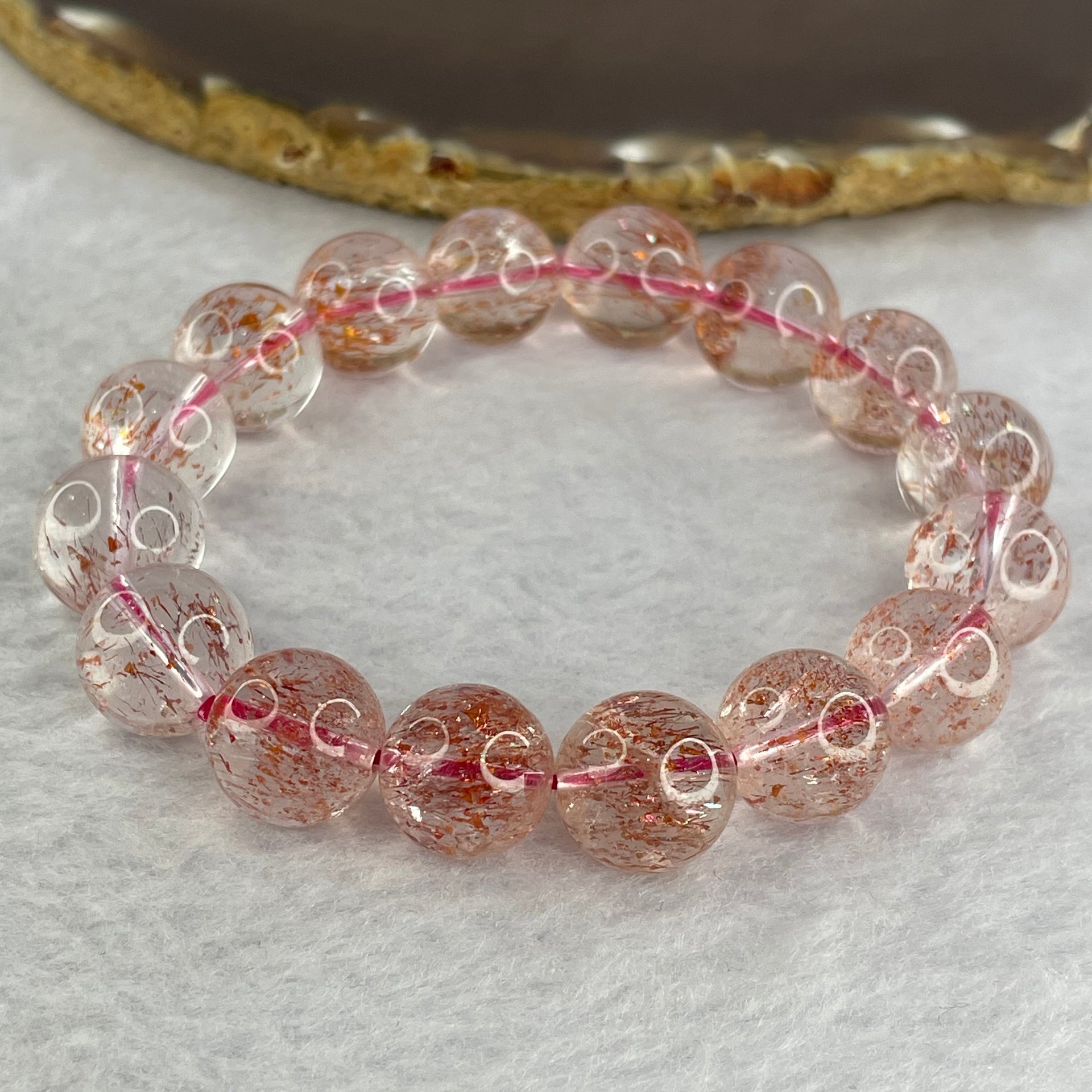 Natural Strawberry Quartz Bracelet 52.46g by 13.4mm by 16 Beads - Huangs Jadeite and Jewelry Pte Ltd