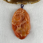 Type A Brownish Red Jadeite Dragon Double Side Pendant 55.34g 66.4 by 39.8 by 12.3mm - Huangs Jadeite and Jewelry Pte Ltd