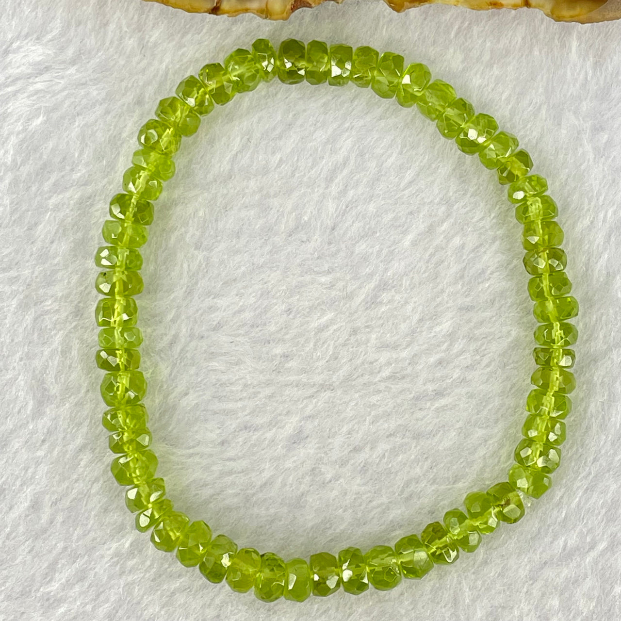 Natural Faceted Peridot Beads Bracelet 天然绿橄榄石手链 10.58g 16cm 5.7mm 58 Beads - Huangs Jadeite and Jewelry Pte Ltd