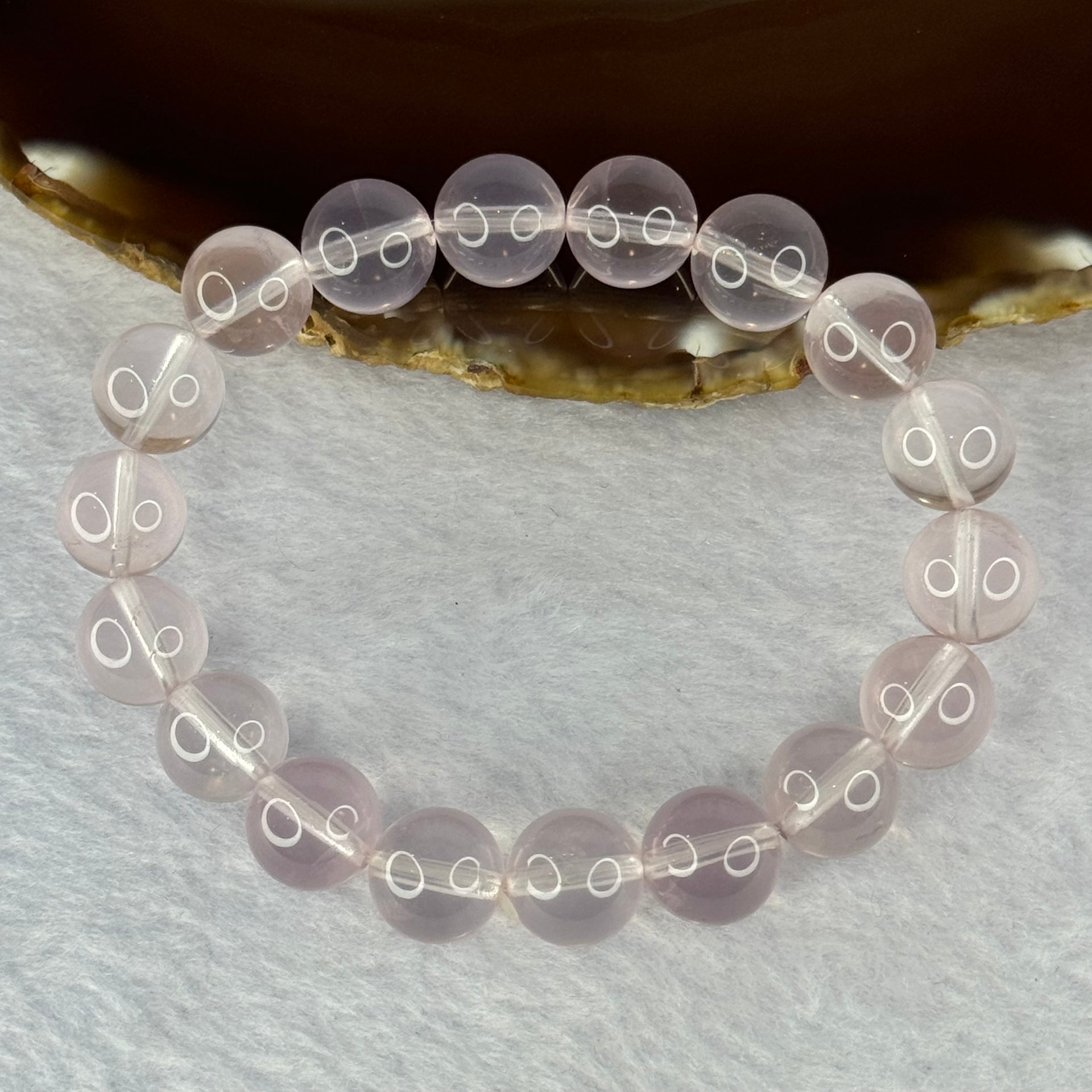 Natural Rose Quartz Beads Bracelet 天然玫瑰石英珠手链 33.93g 17cm 11.2mm 18 Beads - Huangs Jadeite and Jewelry Pte Ltd