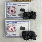 Certified Natural Type A Black Omphacite Jadeite Pixiu pair Pendant Each About 62.04g 50.6 by 28.6 by 21.4mm And 64.08g 50.0 by 27.5 by 22.7mm - Huangs Jadeite and Jewelry Pte Ltd