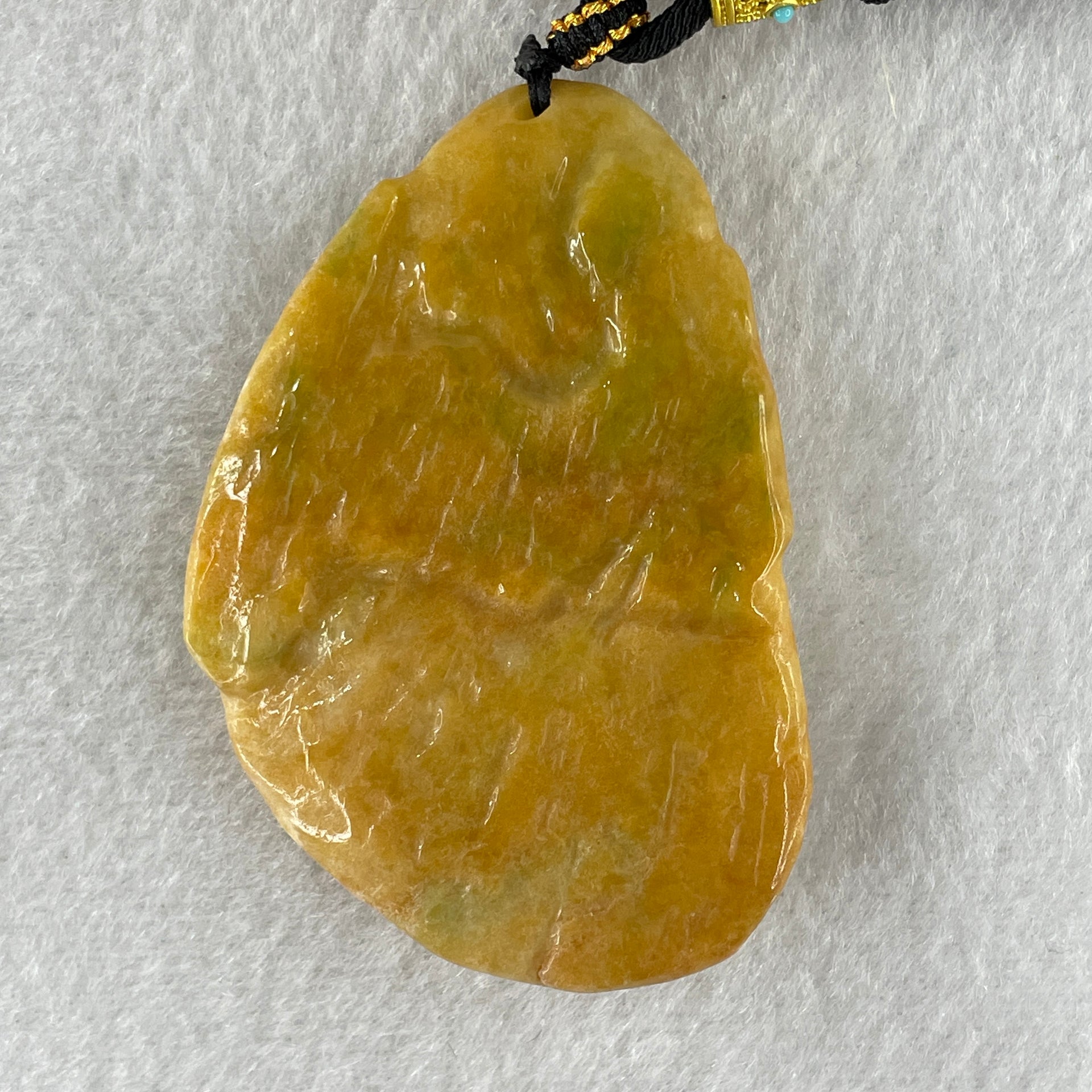 Natural Type A Yellow Jadeite Shan Shui Scenic with Gui Ren Benefactor 61.31g 66.1 by 45.1 by 11.9mm - Huangs Jadeite and Jewelry Pte Ltd