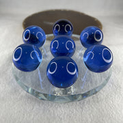 Blue Liuli 7 Sphere Balls 29.4mm Set with 7 Star Base Display 557.3g 119.5 by 55.5mm - Huangs Jadeite and Jewelry Pte Ltd