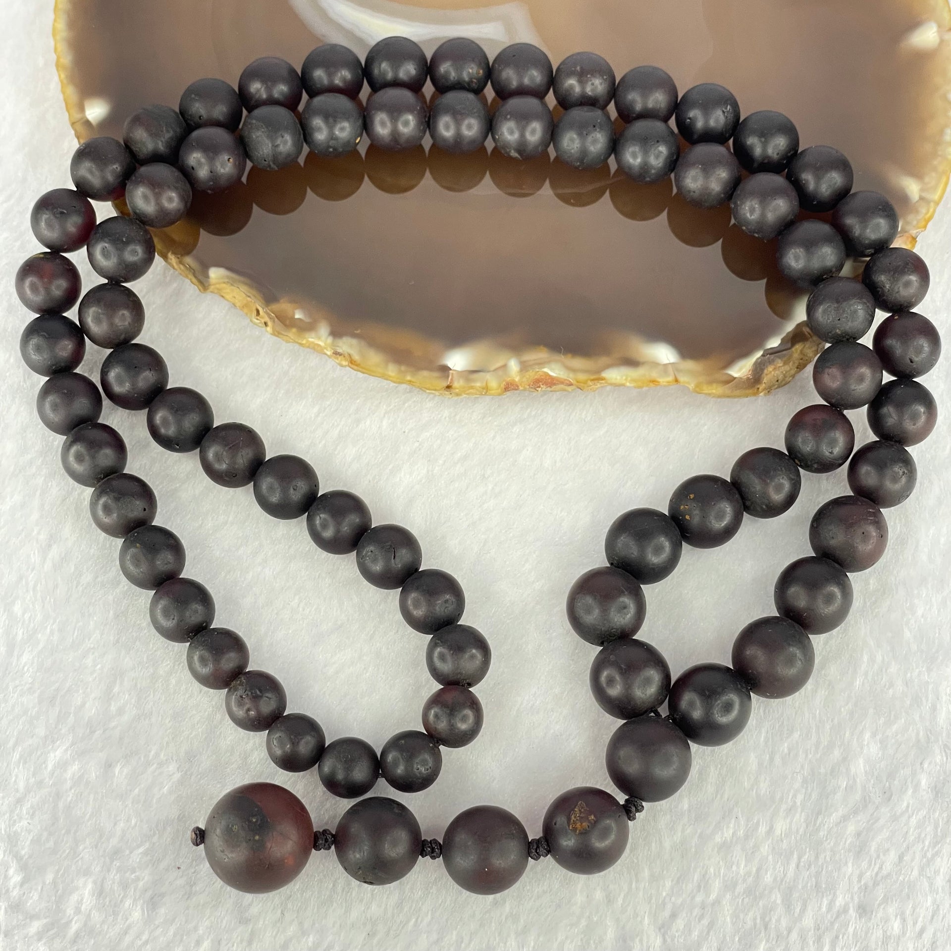 Natural Dark Red Medicine Amber Beads Necklace 天然红药琥珀项链 51.49g 68cm 90.0 - 15.6mm 71 Beads - Huangs Jadeite and Jewelry Pte Ltd