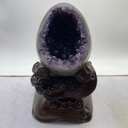 Natural Deep Purple Amethyst Egg with Wooden Stand Display Total 5,496.0g 170.0 by 165.0 by 275.0mm - Huangs Jadeite and Jewelry Pte Ltd