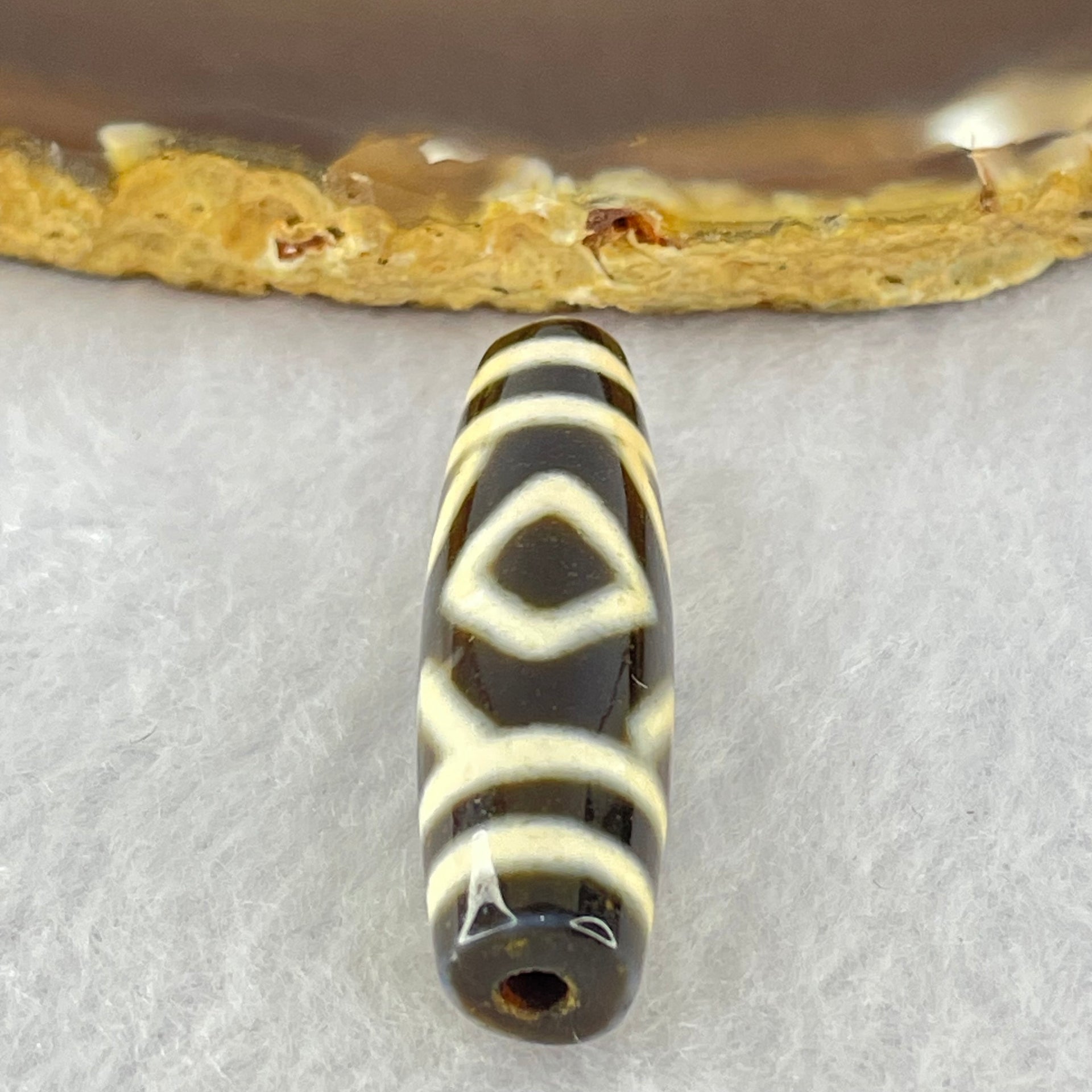 Natural Powerful Tibetan Old Oily Agate 2-Eye Vajra Dzi Bead Heavenly Master (Tian Zhu) 二眼天珠 7.36g 38.5 by 11.3mm - Huangs Jadeite and Jewelry Pte Ltd