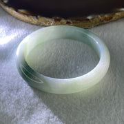 Natural Type A Jelly Faint Green with Blueish Green Piao Hua Flora Jadeite Bangle 44.39g Inner Diameter 55.2mm 11.2 by 8.3mm (Internal Lines) - Huangs Jadeite and Jewelry Pte Ltd