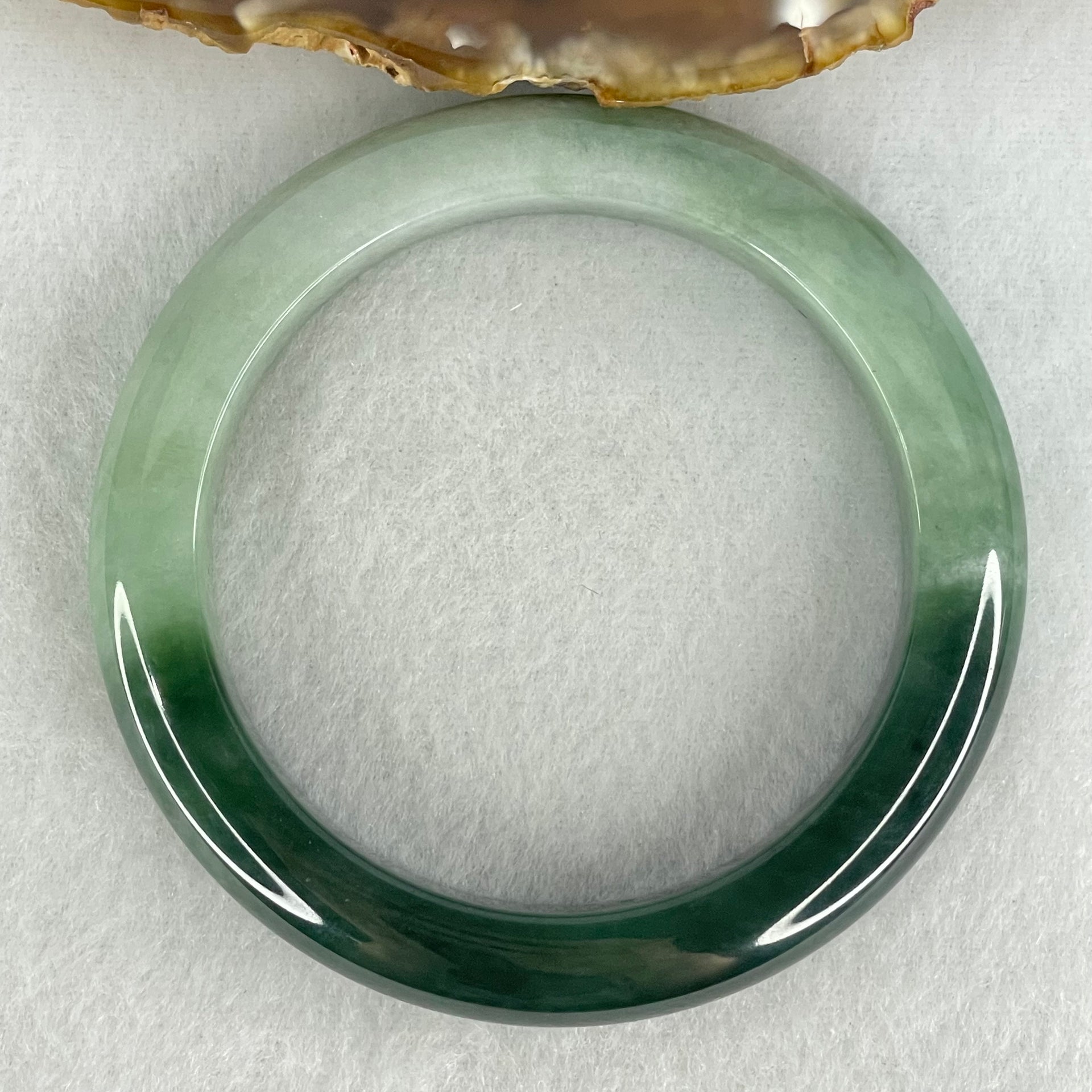 Type A Green and Dark Blueish Green Jadeite Bangle Internal Diameter 54.2mm 78.67g 11.1 by 9.3mm (Slight Internal Lines) - Huangs Jadeite and Jewelry Pte Ltd