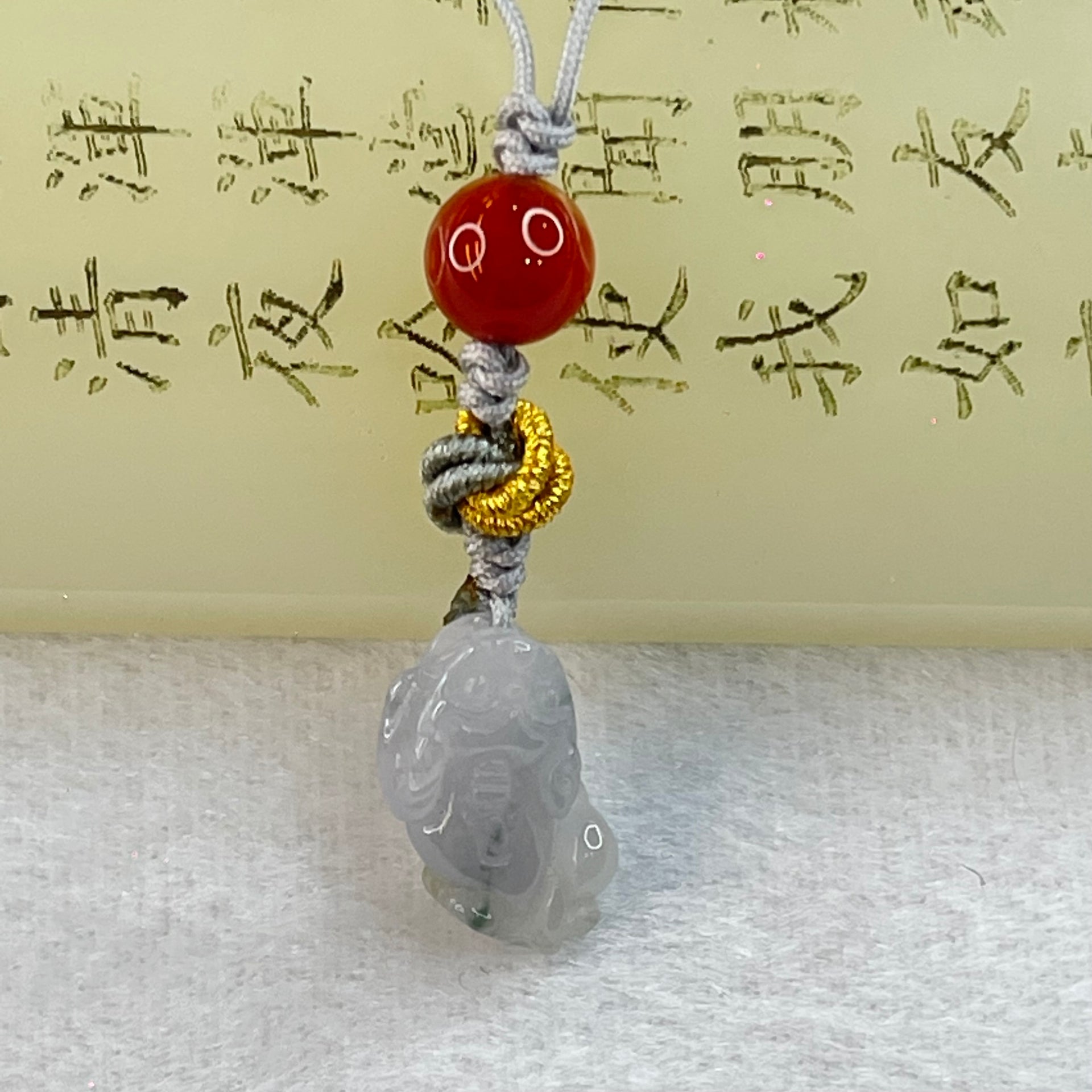 Type A Lavender Jadeite Pixiu Handphone Charm 2.77g 17.5 by 10.3 by 6.6mm - Huangs Jadeite and Jewelry Pte Ltd