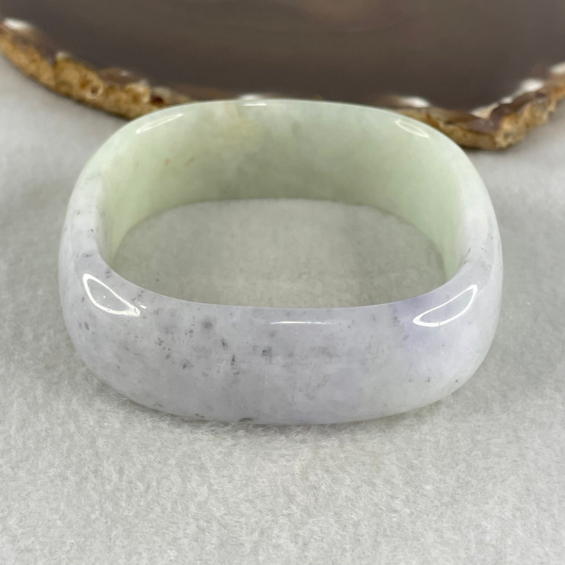 Pre-Love Type A Lavender Green Jadeite Square Shape Bangle 79.08g Inner Diameter 54.9mm 20.1 by 7.2mm (Close to Perfect) - Huangs Jadeite and Jewelry Pte Ltd