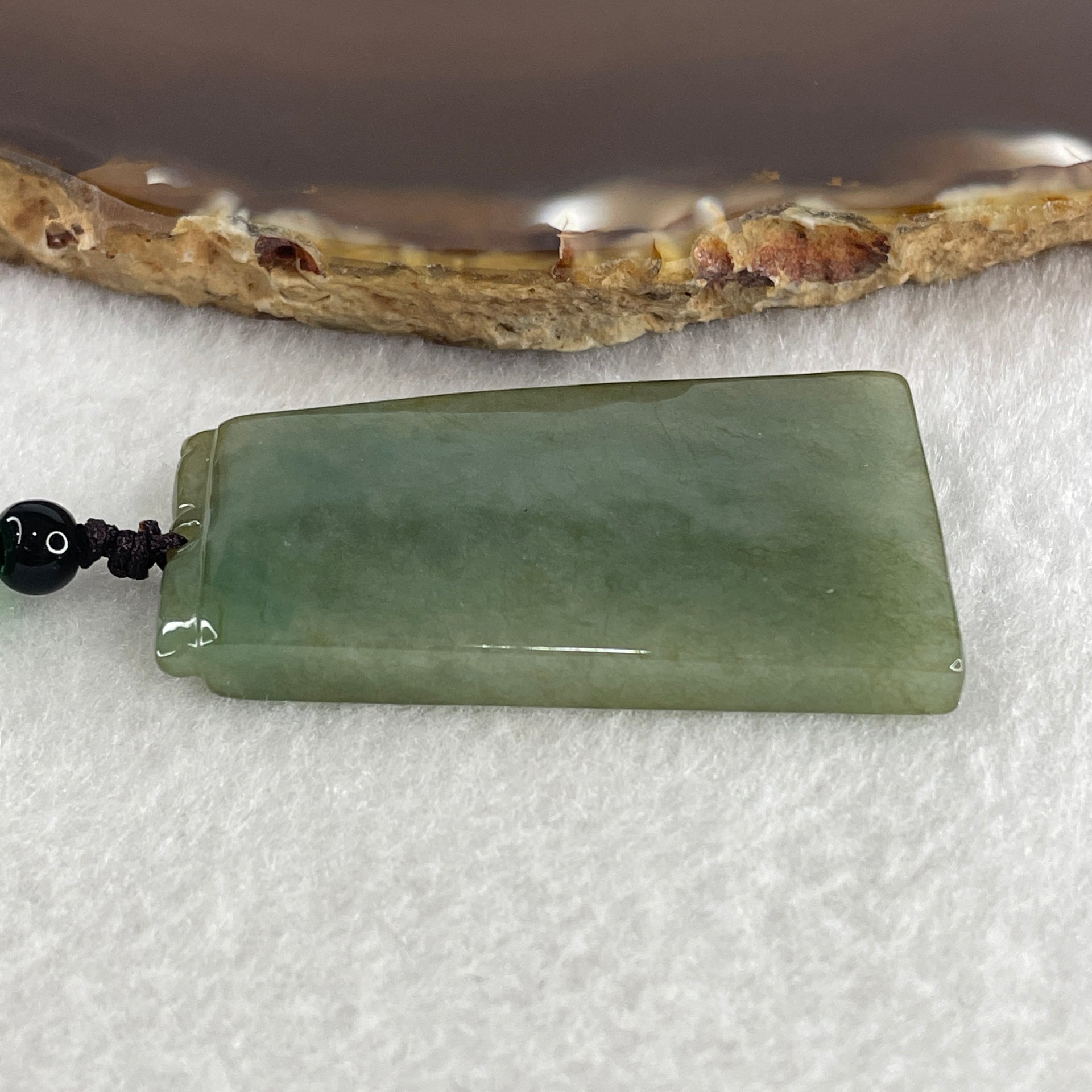 Natural Type A Green with Yellowish Jadeite Wu Shi Pai Pendant 20.75g 45.6 by 25.5 by 5.9mm - Huangs Jadeite and Jewelry Pte Ltd