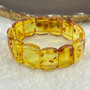 Natural Yellow Flower Amber Shou Pai Bracelet 天然花珀手牌手链 15.96g 16cm 19.8 by 14.4 by 5.1mm 14pcs - Huangs Jadeite and Jewelry Pte Ltd