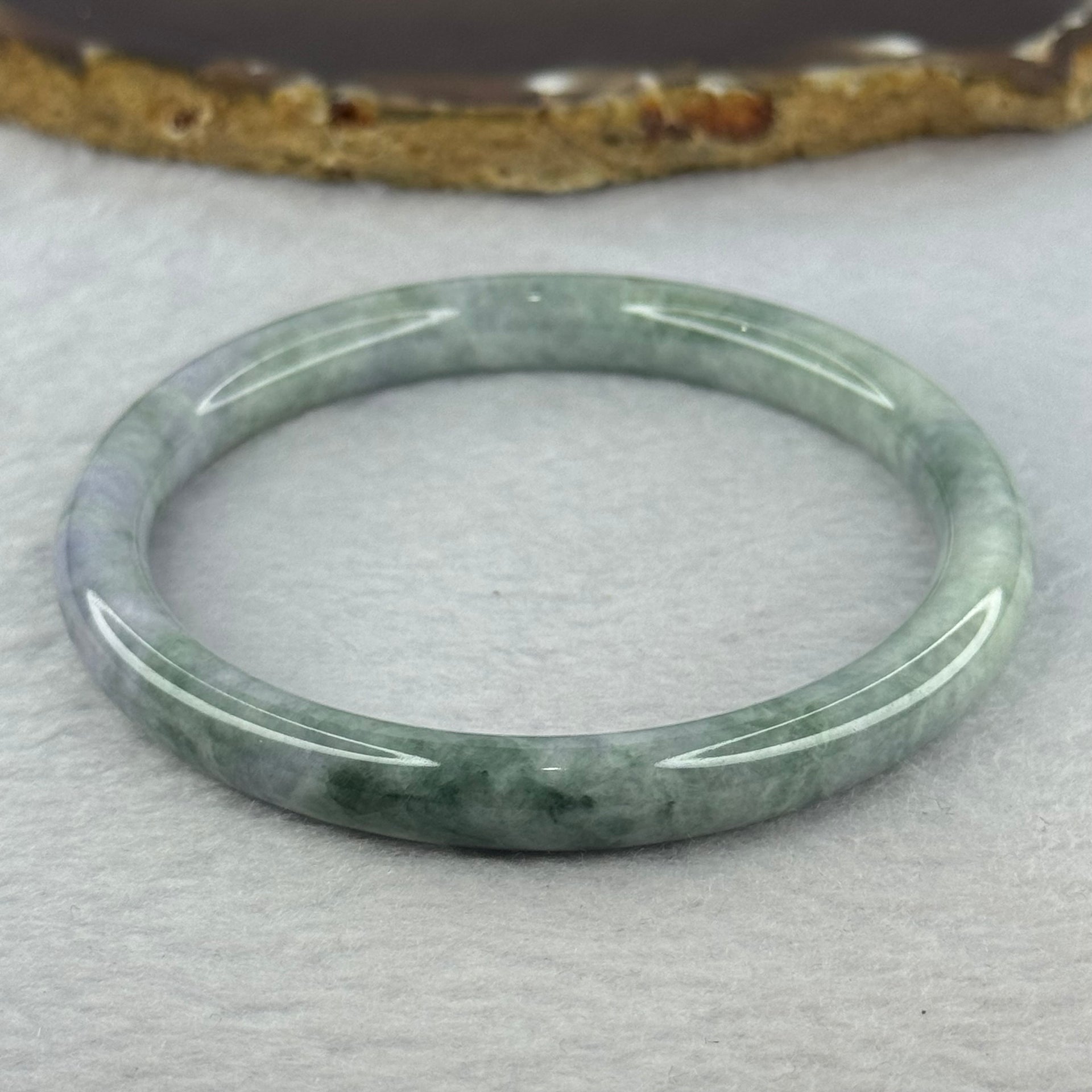 Type A Deep Lavender and Green Piao Hua Jadeite Bangle 30.98g Internal Diameter 59.1mm 8.1 by 7.4mm (Internal Line) - Huangs Jadeite and Jewelry Pte Ltd