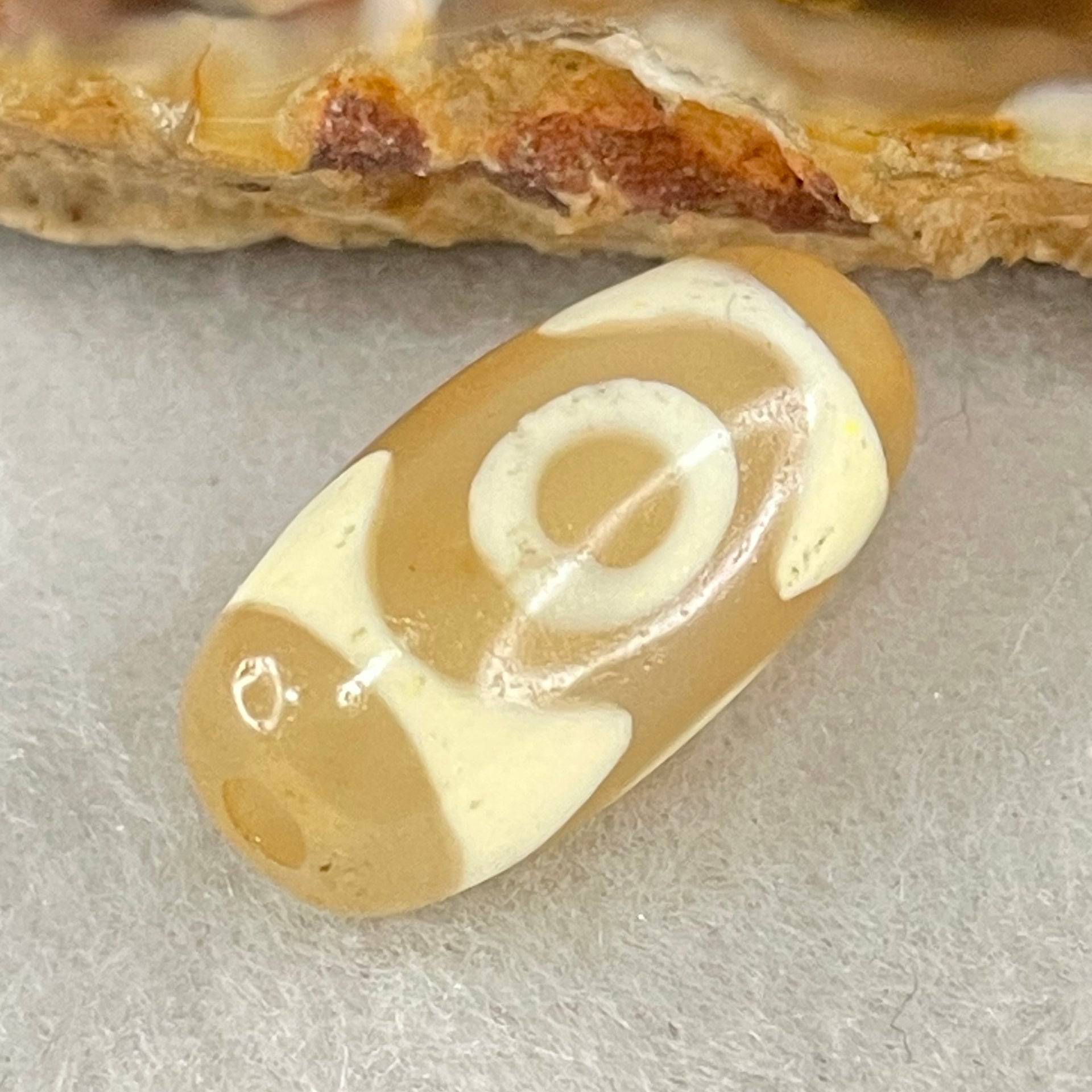 Natural Powerful Tibetan Old Oily Agate 3 Eyes Dzi Bead Heavenly Master (Tian Zhu) 三眼天诛 2.84g 19.8 by 10.0mm - Huangs Jadeite and Jewelry Pte Ltd
