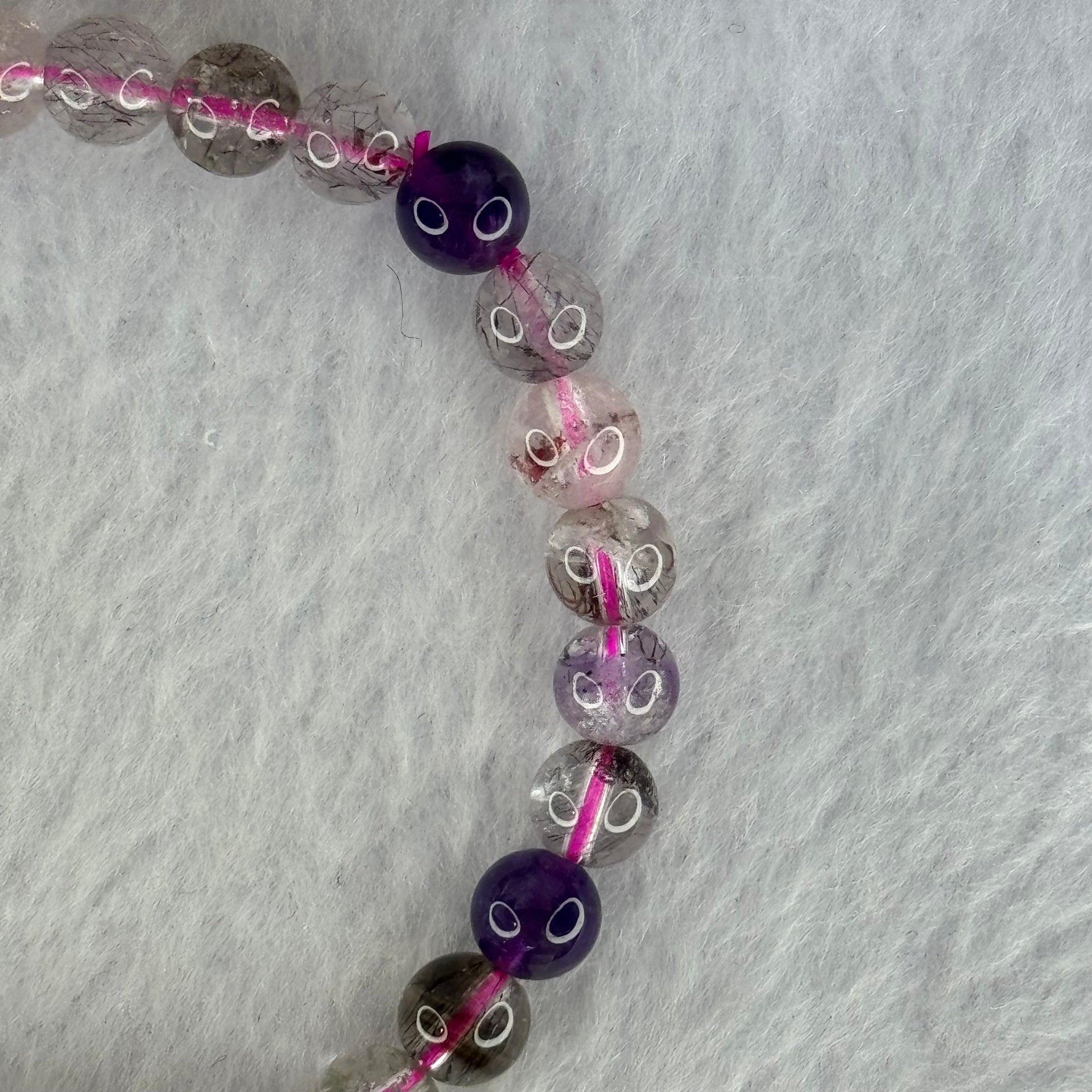 Natural Super 7 Beads Bracelet 9.67g 15.5cm 6.3mm 30 Beads - Huangs Jadeite and Jewelry Pte Ltd