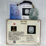 Type A Semi Icy Green with Lavender and Yellow and Blueish Green Piao Hua Jadeite Pendant 32.98g 59 by 46 by 5mm - Huangs Jadeite and Jewelry Pte Ltd