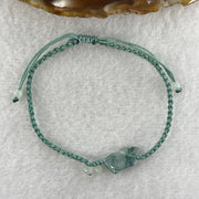 Natural Type A Semi Icy Green with Dark Green Patches Jadeite Fish with Flower on String Bracelet 1.59g 15-18cm 15.6 by 7.9 by 3.5mm - Huangs Jadeite and Jewelry Pte Ltd