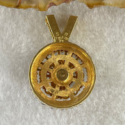 Natural Round Brilliant Blue Sapphire with Round Brilliant Cut Shape Diamonds in 18K Yellow Gold Tripple Rotating Pendant S1.5 with Melees D1.2 ct Total 11.7g 29.1 by 20.4 by 10.7mm - Huangs Jadeite and Jewelry Pte Ltd