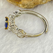 Blue Cubic Zirconia in S925 Sliver Ring (Adjustable Size) 1.68g 6.1 by 3.8mm 2.0mm - Huangs Jadeite and Jewelry Pte Ltd