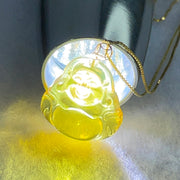 18K Yellow Gold Natural Cognac Amber Milo Buddha Pendent in S925 Sliver Gold Color Necklace 2.05g 18.6 by 17.1 by 5.9mm - Huangs Jadeite and Jewelry Pte Ltd