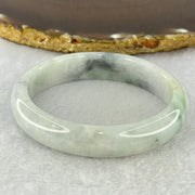 Type A Lavender Green with Grey Wuji Piao Hua Jadeite Oval Bangle Internal Diameter 56.0mm 44.31g 12.7 by 7.7mm (Slight Internal Lines) - Huangs Jadeite and Jewelry Pte Ltd