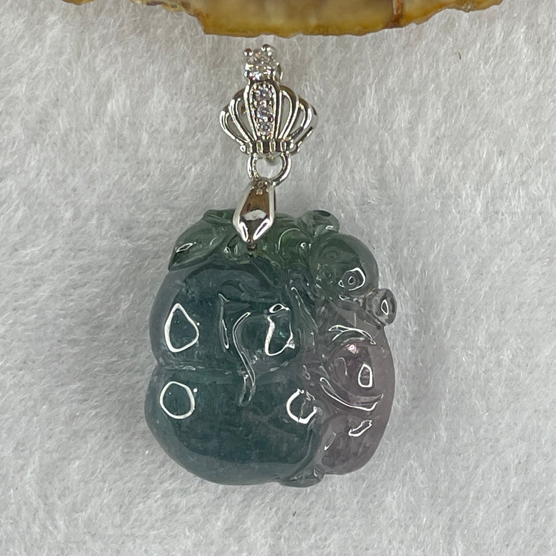 Very Very Good Natural Green Tourmaline Crystal Hulu with Monkey Pendant 9.34g 22.8 by 20.2 by 11.6mm - Huangs Jadeite and Jewelry Pte Ltd