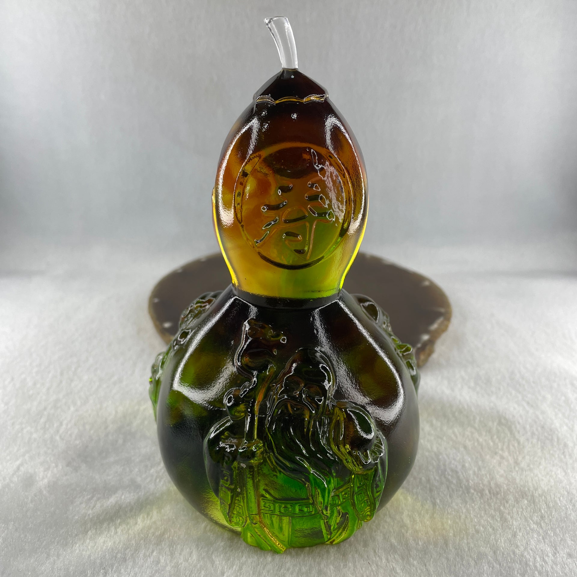 Liuli Fu Lu Shou Hulu Calabash Display 1,263.9g 149.5 by 97.0mm - Huangs Jadeite and Jewelry Pte Ltd
