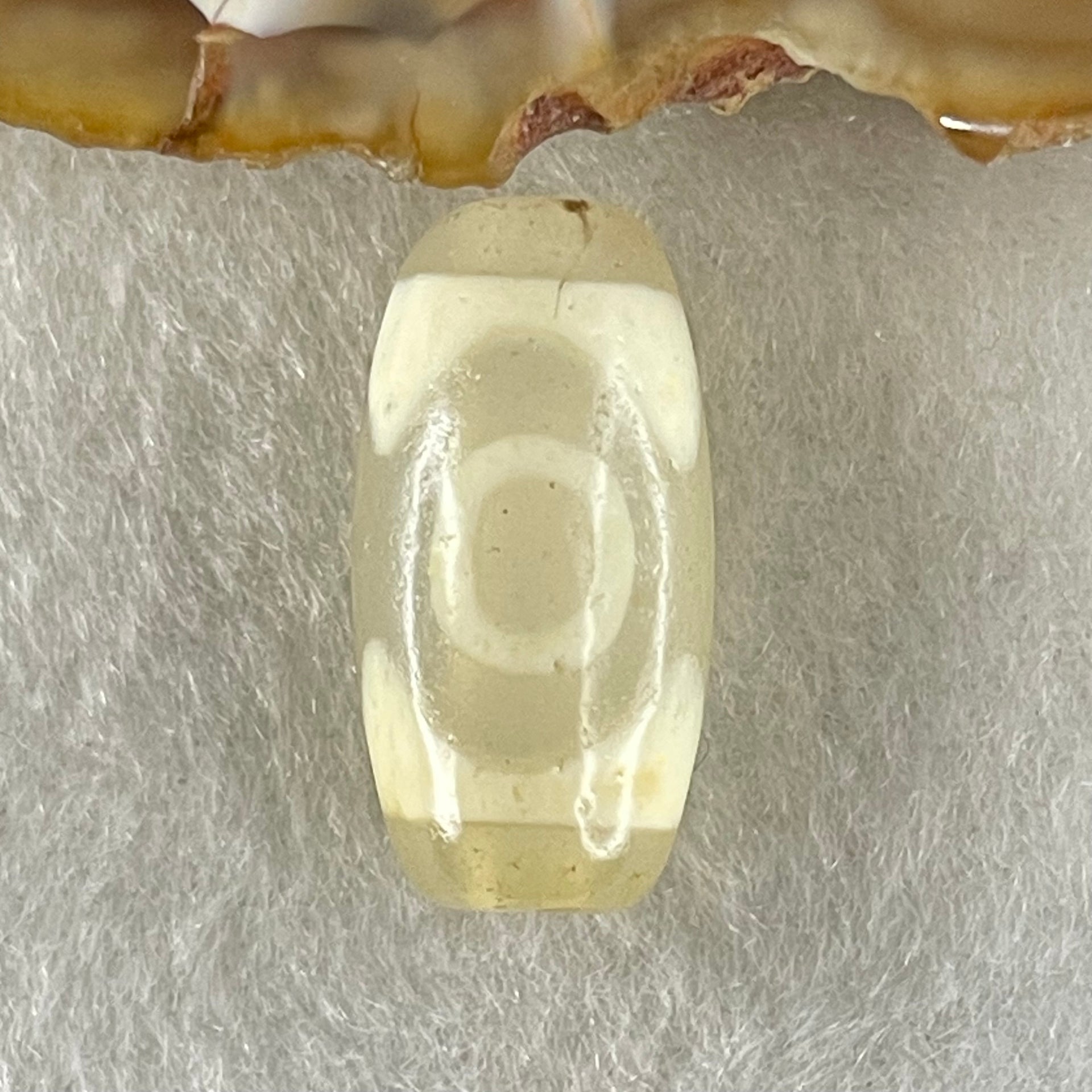 Natural Powerful Tibetan Old Oily Agate 3 Eyes Dzi Bead Heavenly Master (Tian Zhu) 三眼天诛 2.90g 19.8 by 10.2mm - Huangs Jadeite and Jewelry Pte Ltd