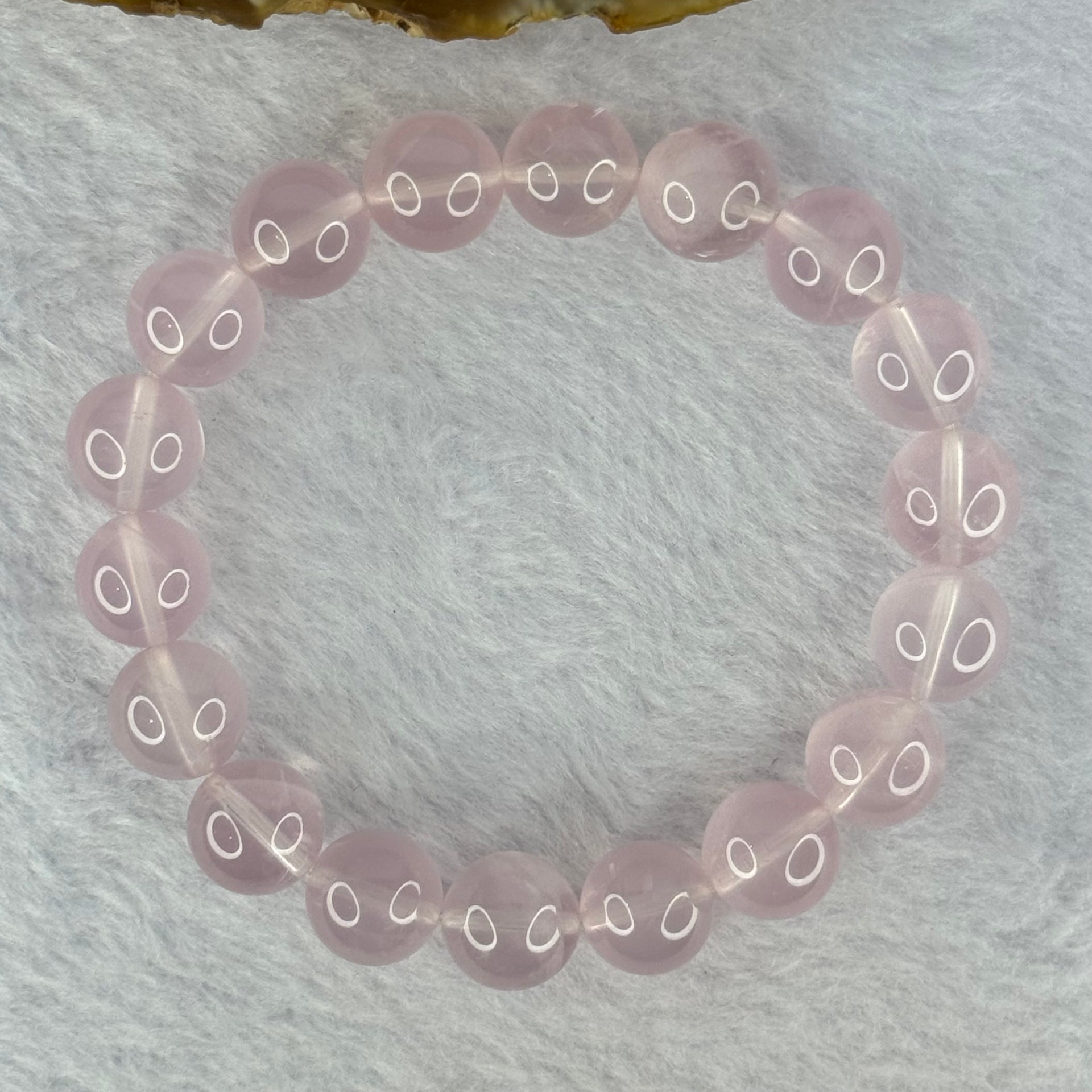 Natural Rose Quartz Beads Bracelet 天然玫瑰石英珠手链 35.21g 17.5cm 11.4mm 18 Beads - Huangs Jadeite and Jewelry Pte Ltd