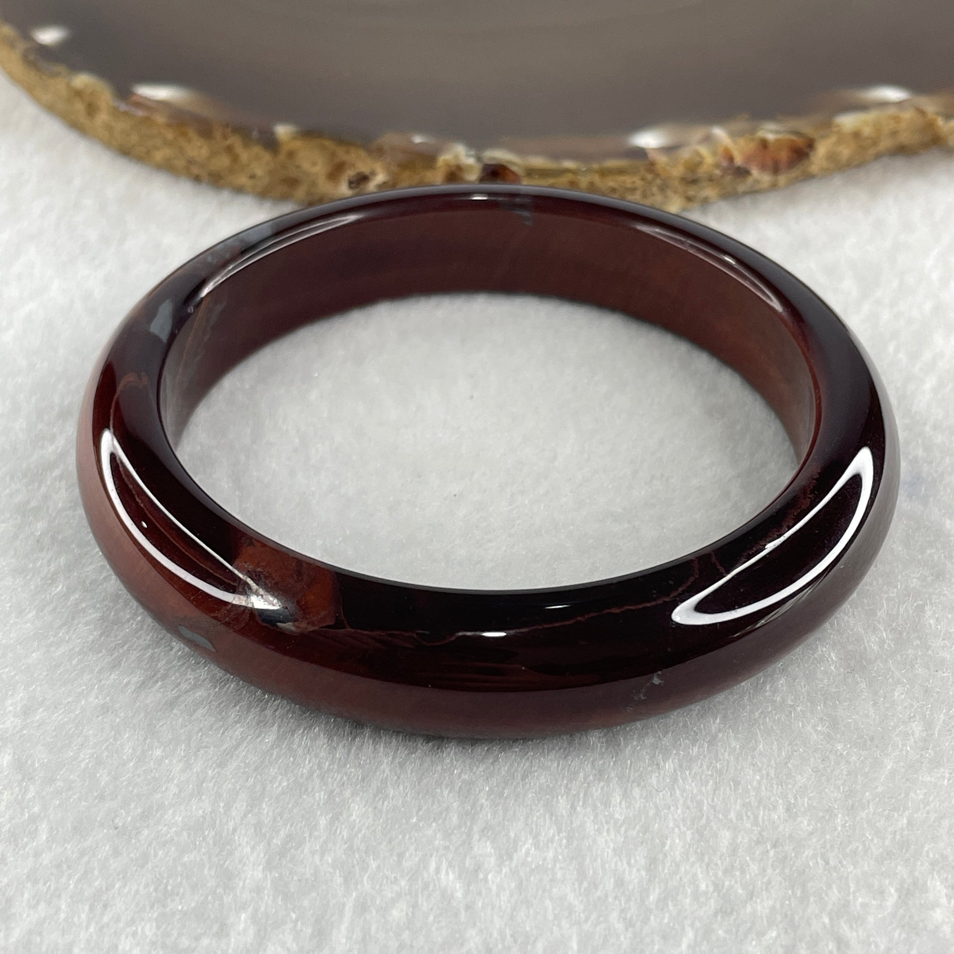 Natural Red Tiger Eye Quartz Bangle Internal Diameter 61.3mm 53.47g 13.0 by 9.2mm - Huangs Jadeite and Jewelry Pte Ltd